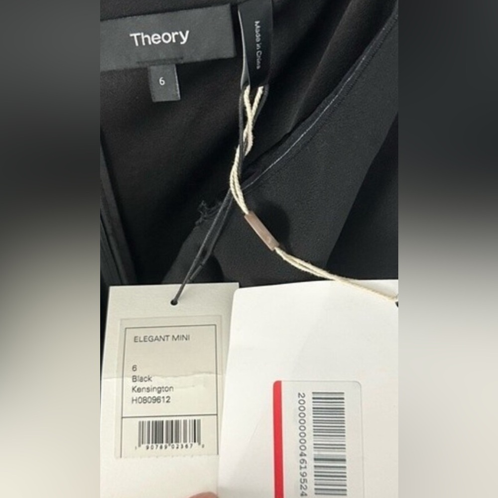 NWT Theory Kensington Elegant Black Mini Off-Shoulder Dress NWT Size 6 - Picture 7 of 7